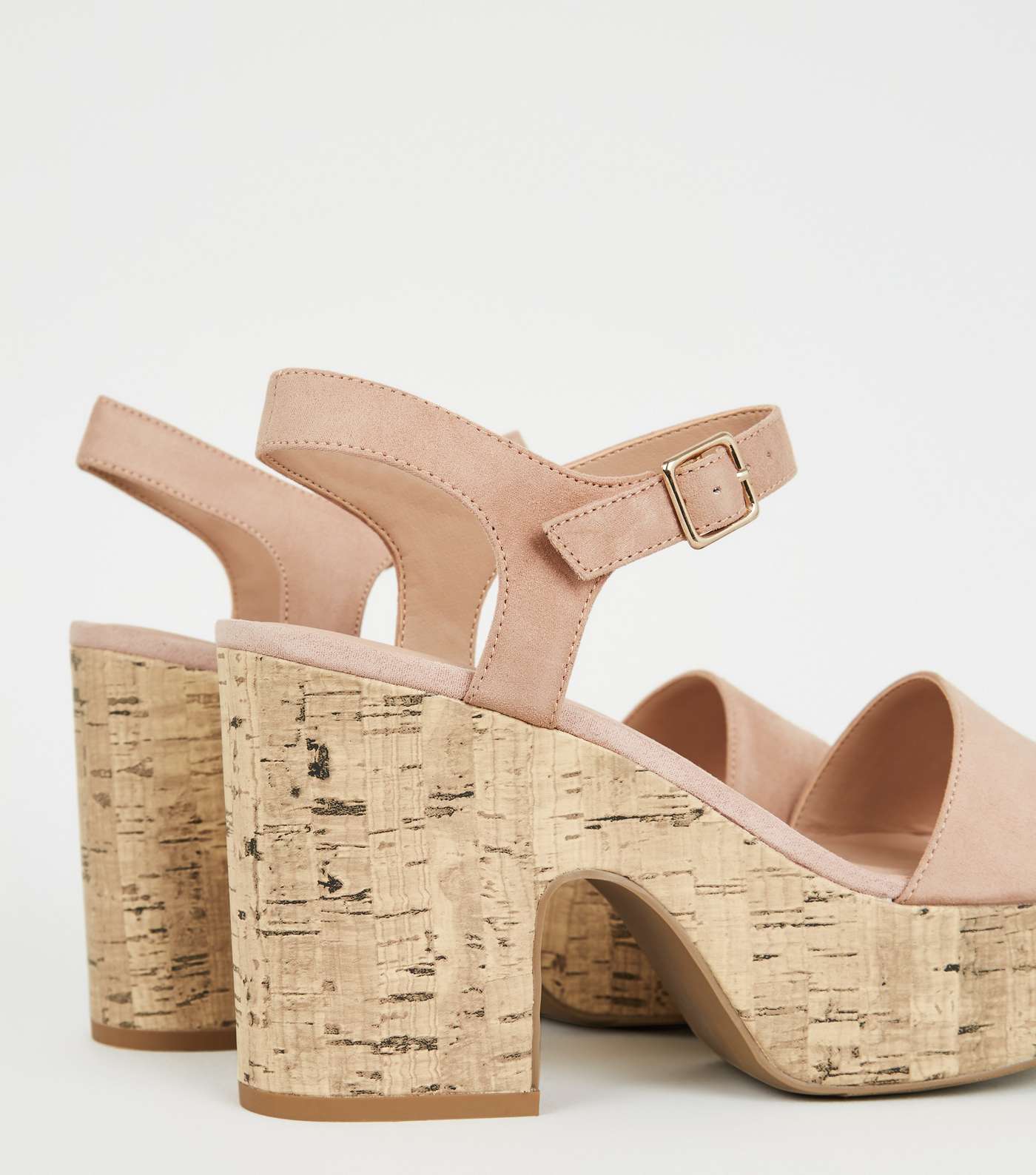 Cream Suedette Chunky Cork Sandals Image 4