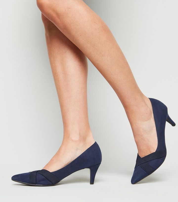 Navy Comfort Flex Suedette Kitten Heels New Look