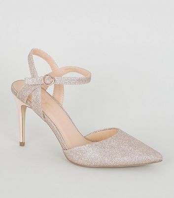 rose gold glitter court shoes