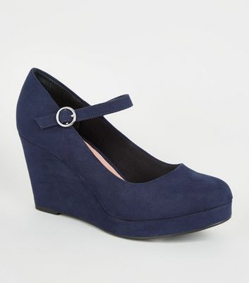 new look navy wedges