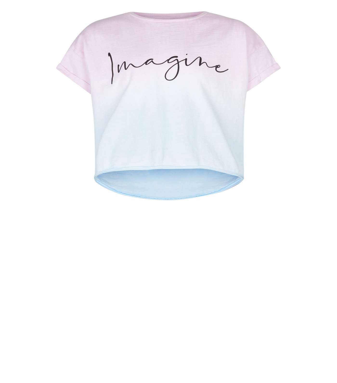Girls Pink Tie Dye Imagine Slogan T-Shirt Image 4