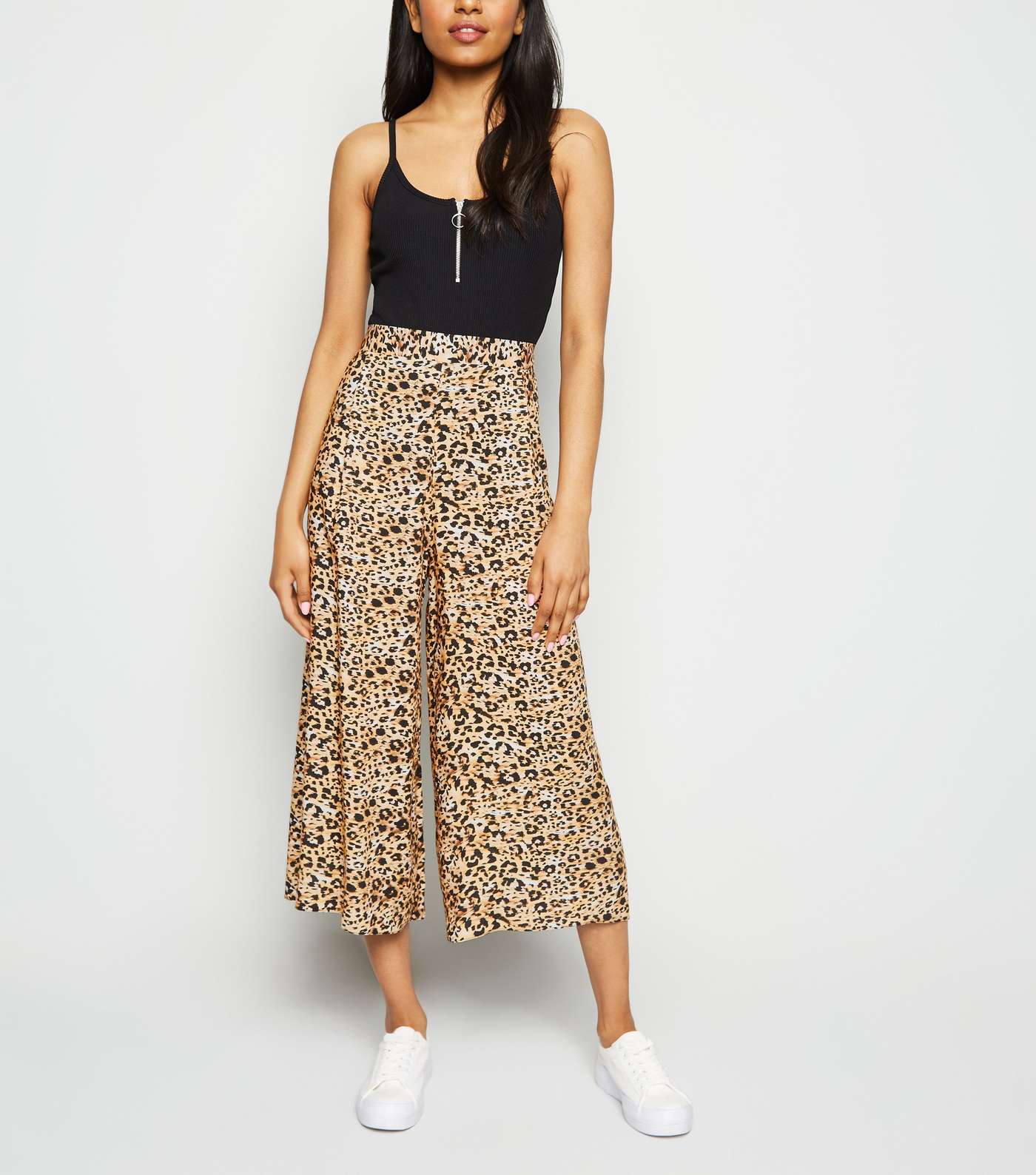 Petite Brown Leopard Print Crop Trousers