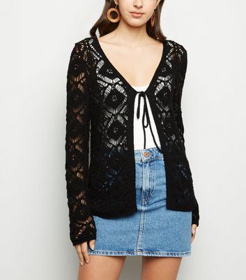 crochet black cardigan