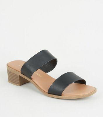 Wide Fit Black Leather-Look Footbed 