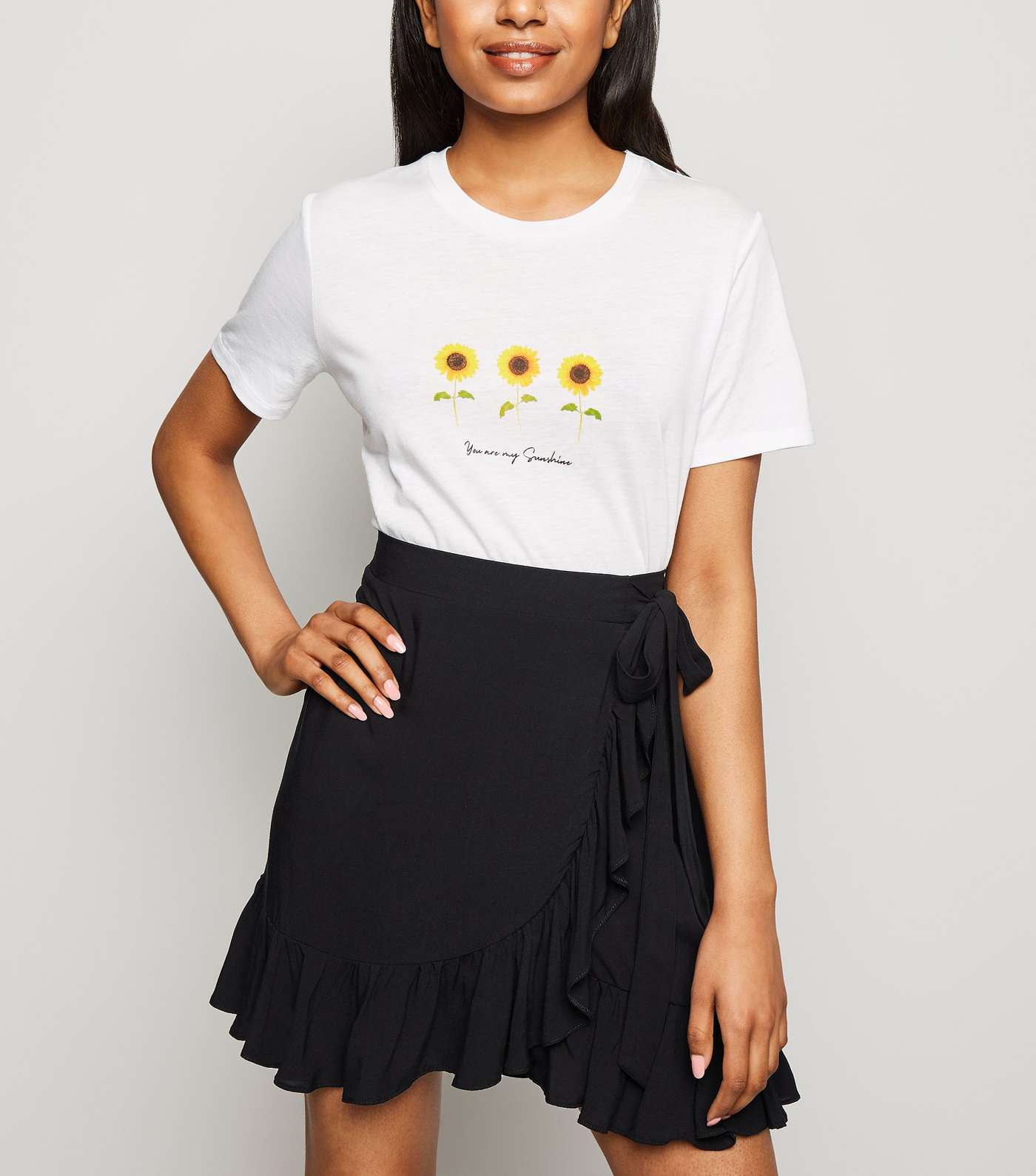 Petite Black Ruffle Mini Skirt