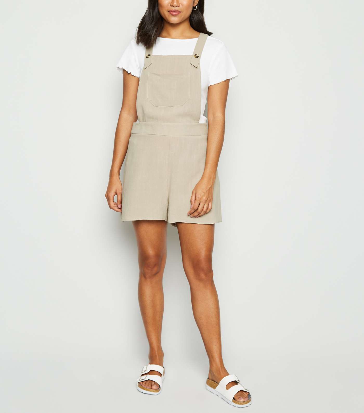 Petite Stone Linen Look Strappy Playsuit Image 2