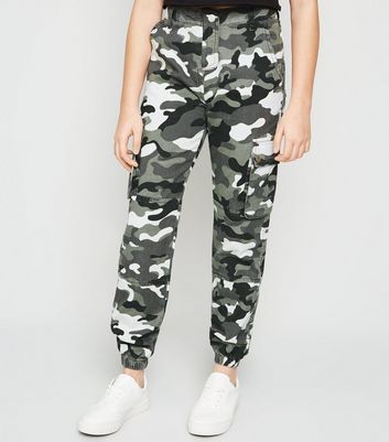 Girls Lilac Camo Cargo Cuffed Trousers  New Look