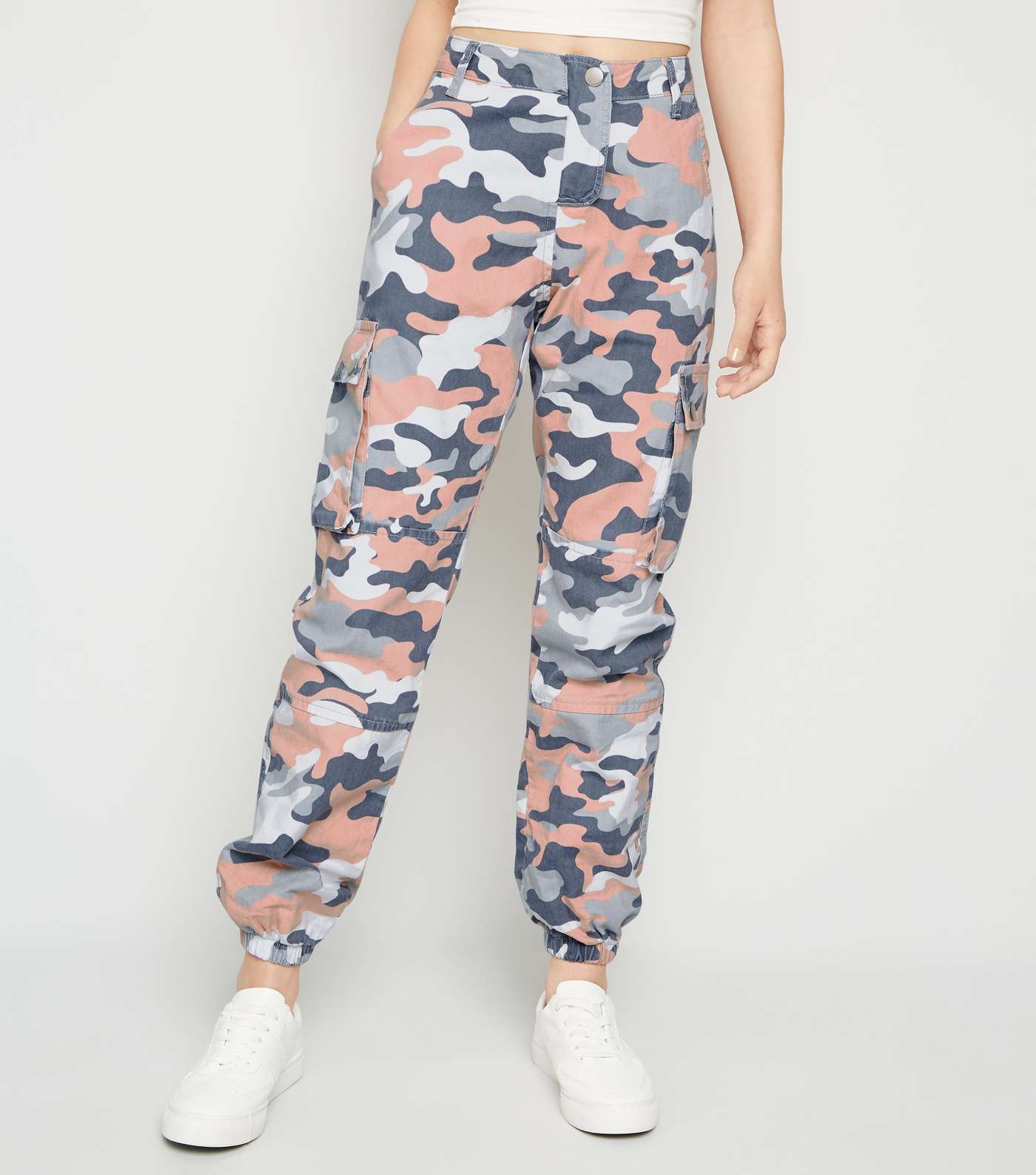 Girls Pink Camo Utility Trousers Image 2