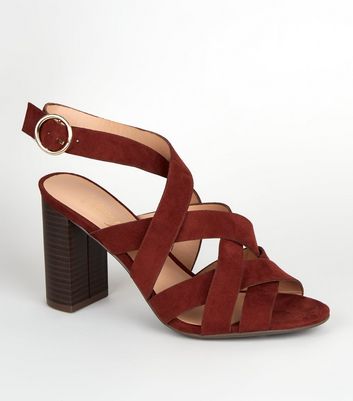 rust block heels