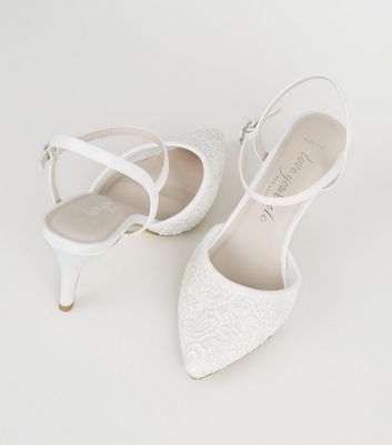 white lace court shoes