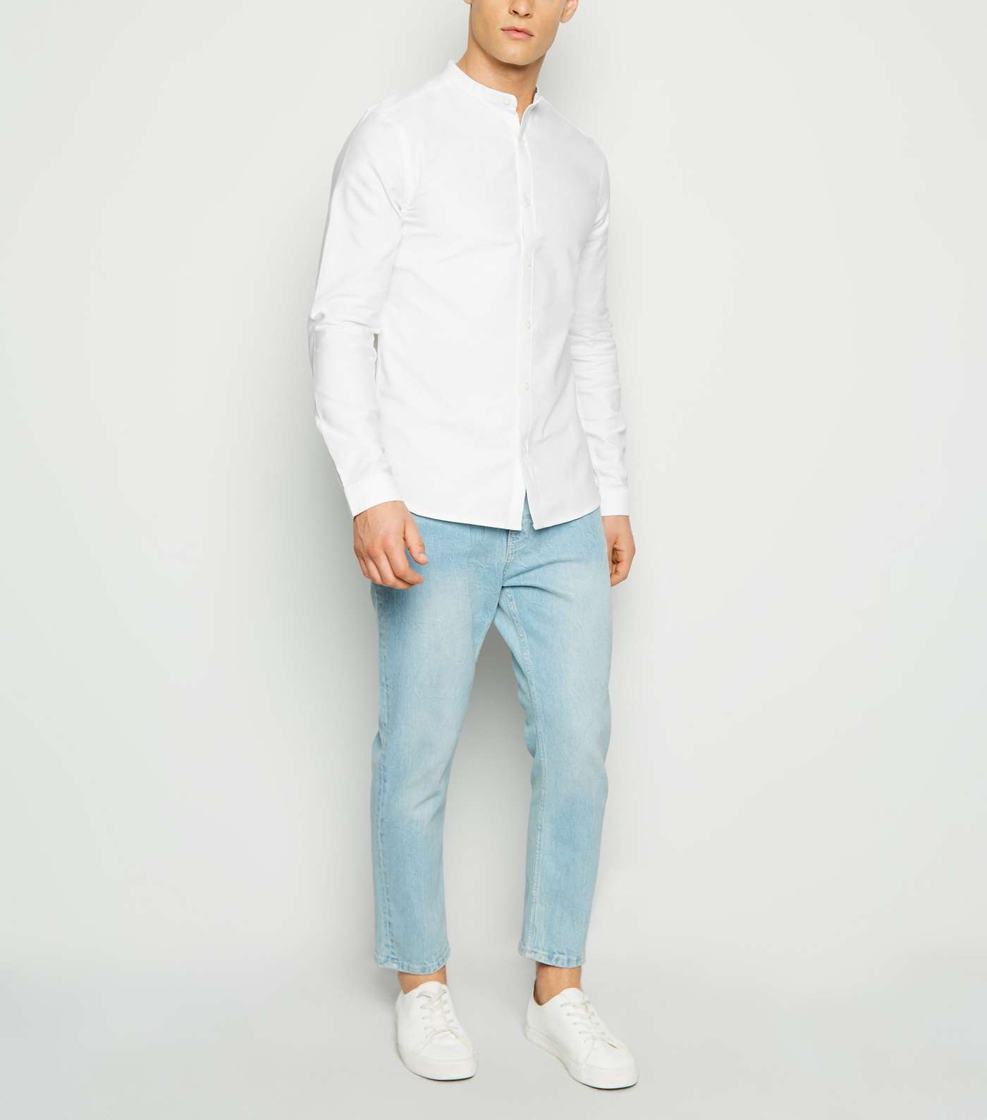 White Grandad Collar Oxford Shirt Image 2