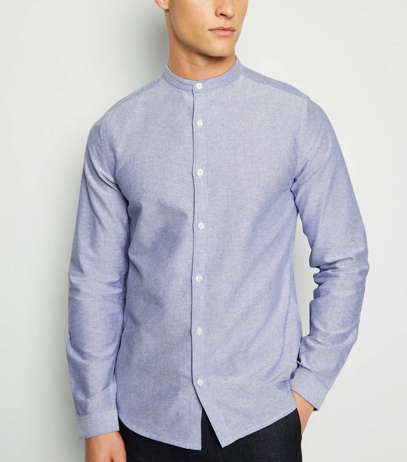 Pale Blue Grandad Collar Oxford Shirt