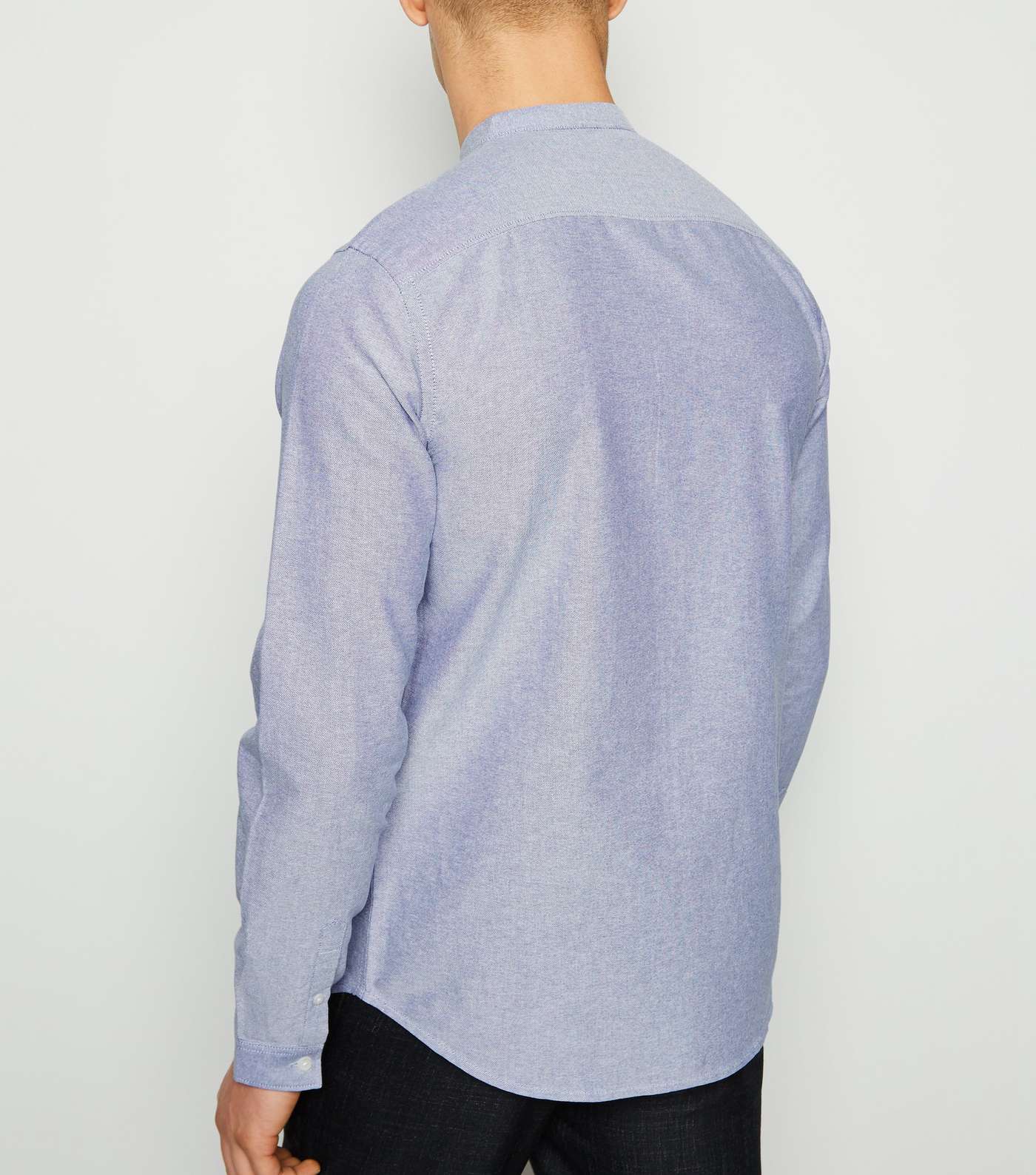Pale Blue Grandad Collar Oxford Shirt Image 3