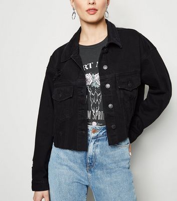 black jean jacket cropped