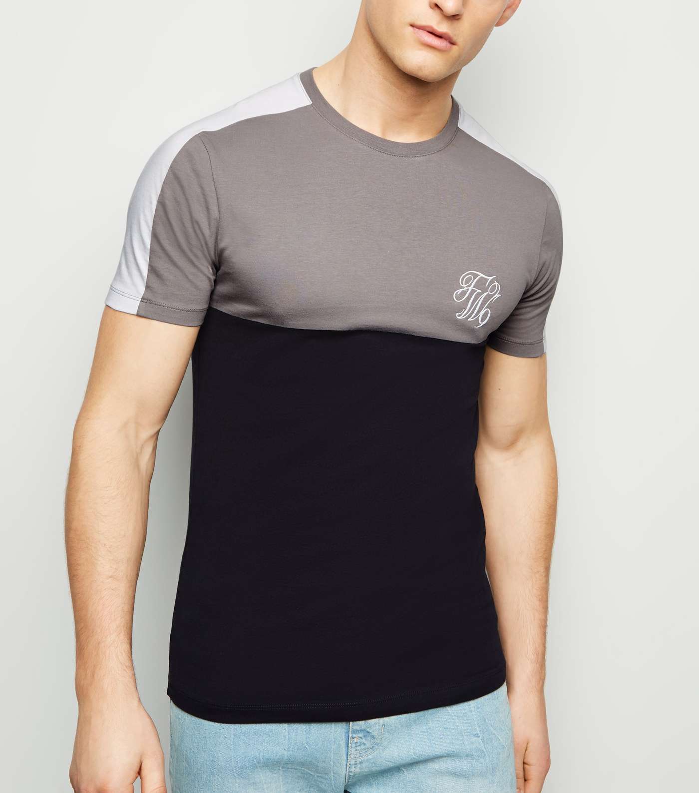 Pale Grey TW9 Embroidered Muscle Fit T-Shirt