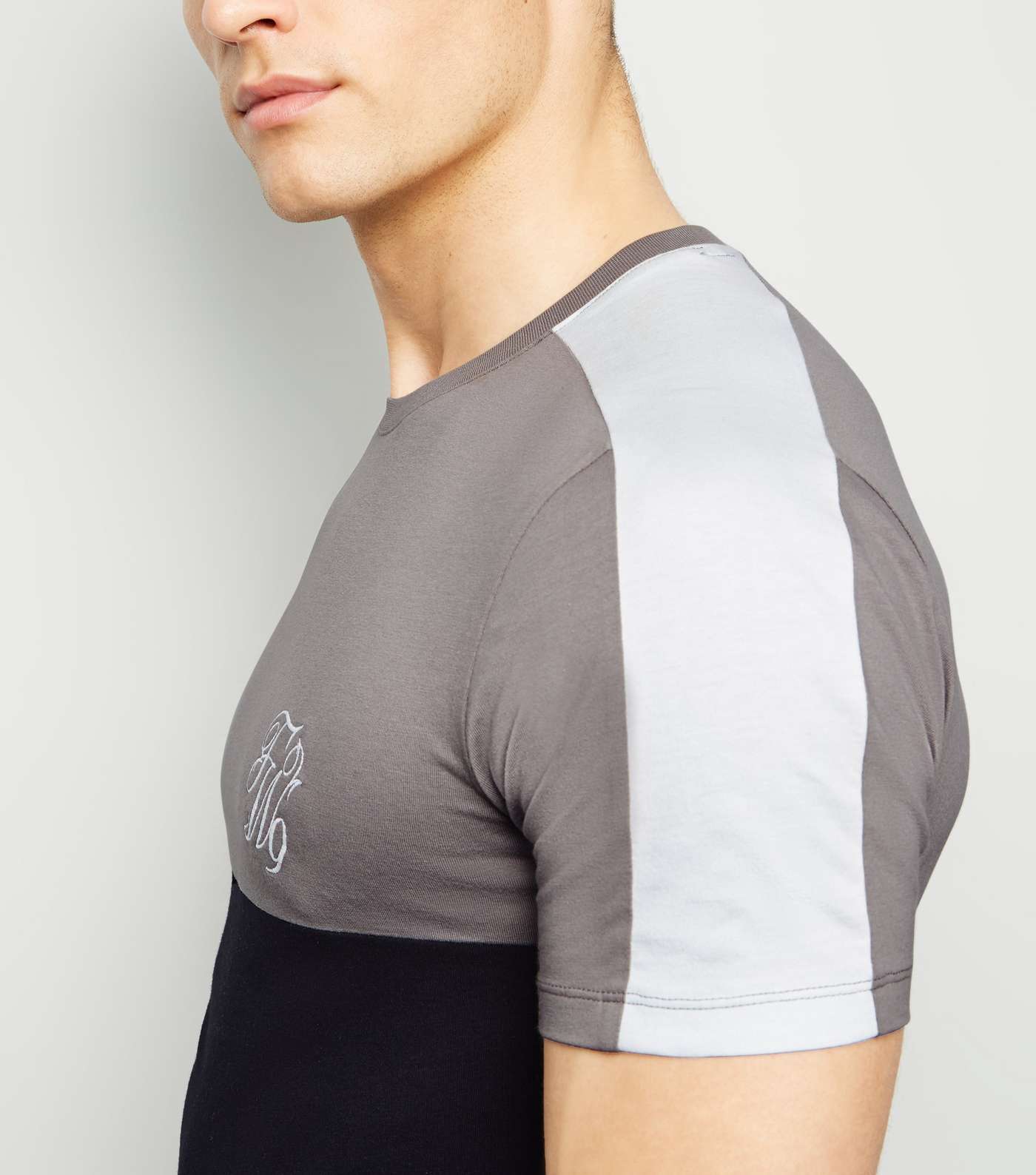 Pale Grey TW9 Embroidered Muscle Fit T-Shirt Image 5