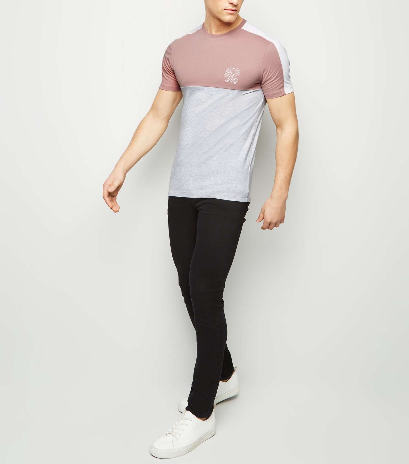 Mid Pink TW9 Embroidered Muscle Fit T-Shirt Image 2