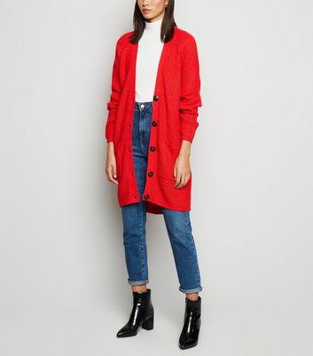 new look red cardigan
