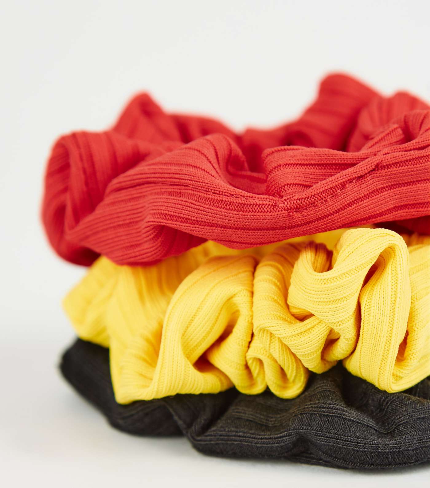 3 Pack Multicoloured Ribbed Scrunchies Image 3
