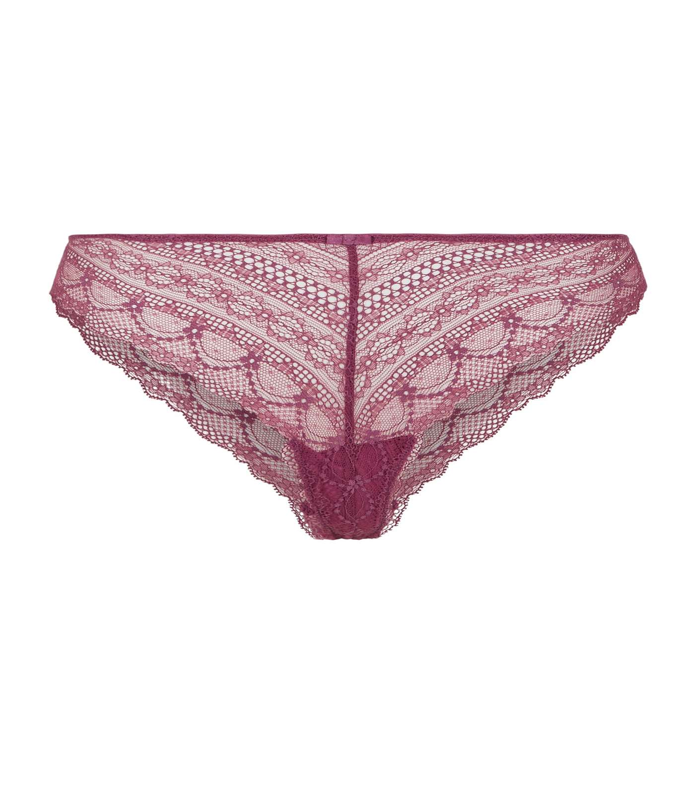 Coral Geometric Lace Thong Image 3