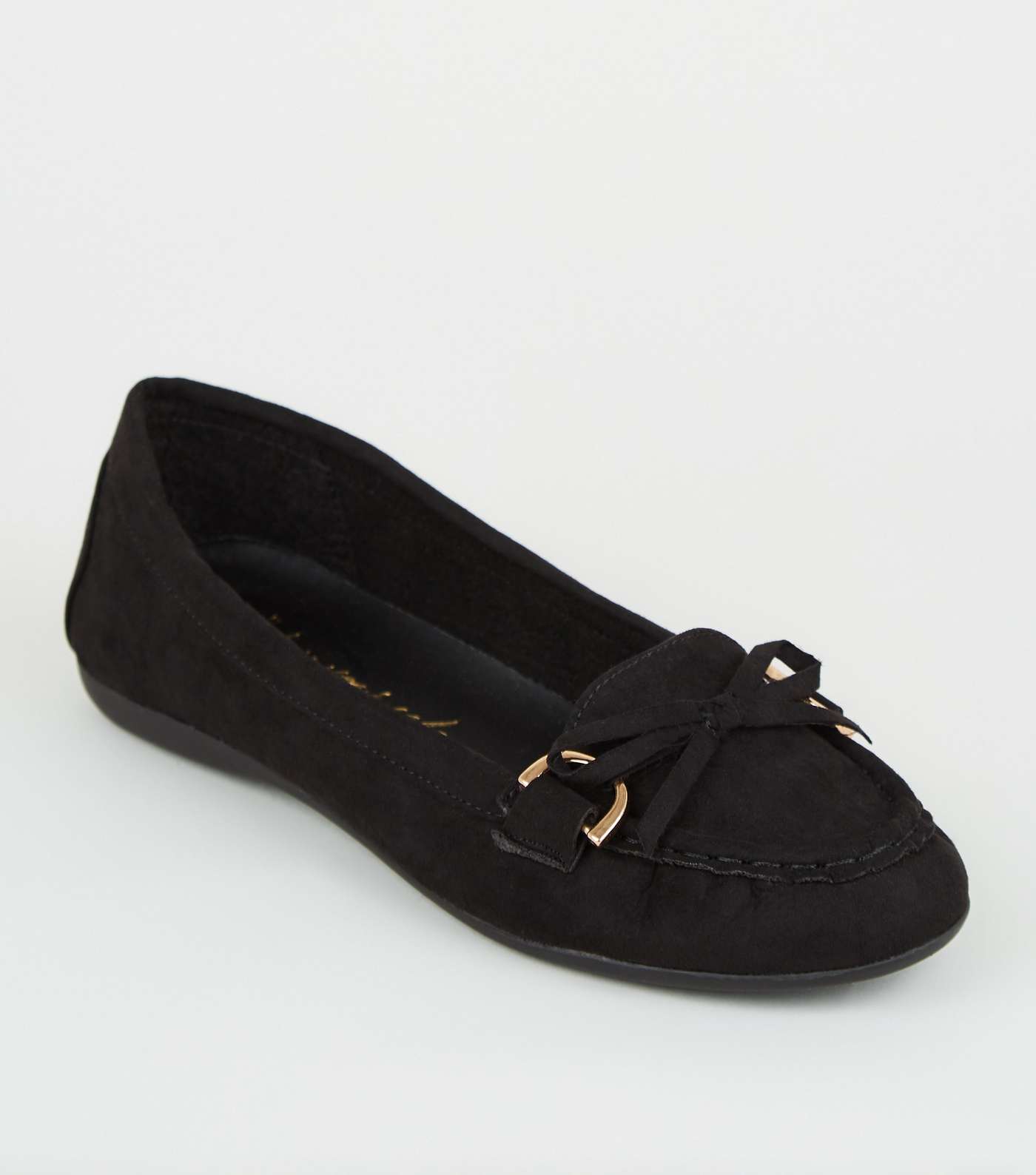Wide Fit Black Bow Front Loafers