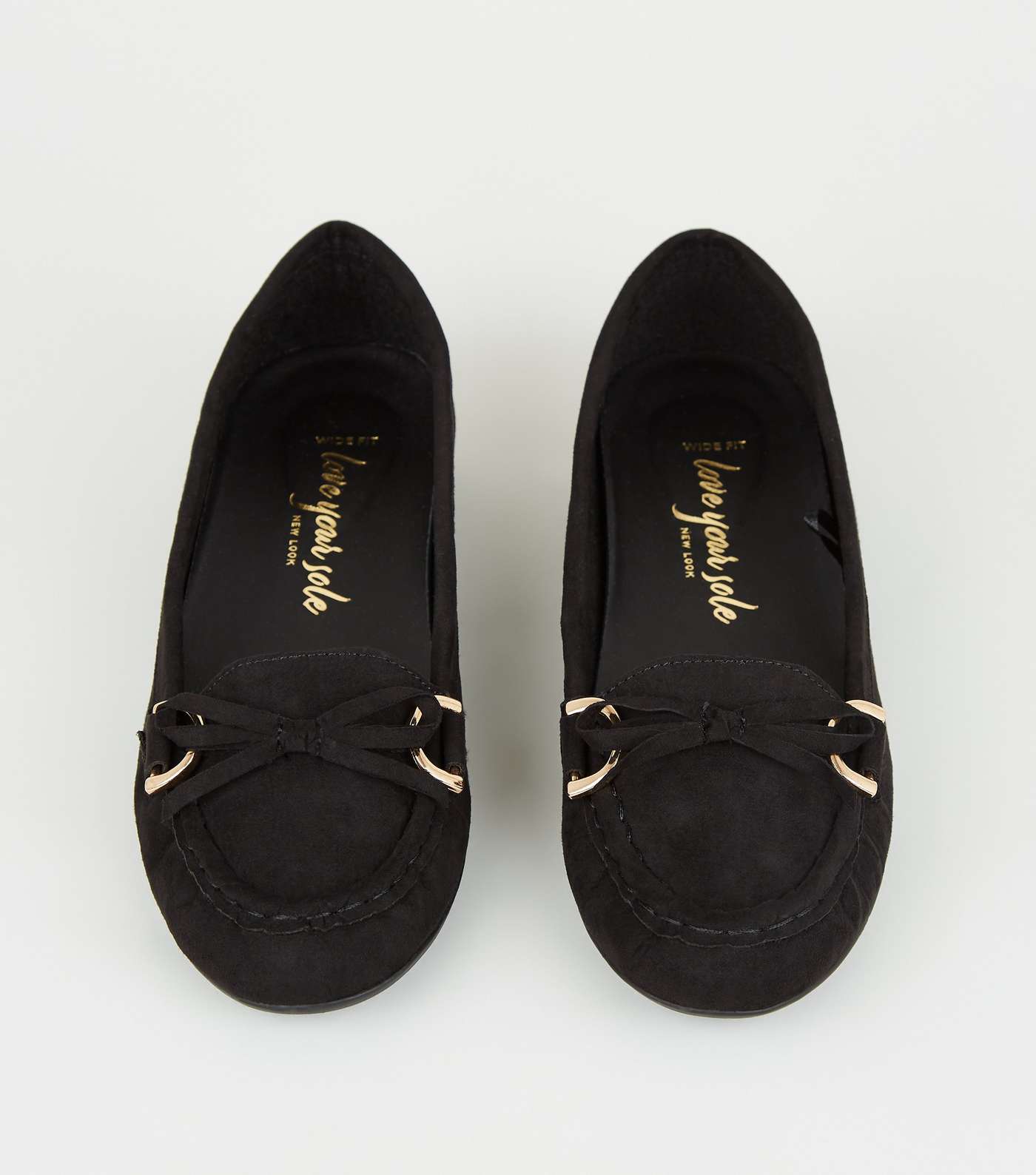 Wide Fit Black Bow Front Loafers Image 3