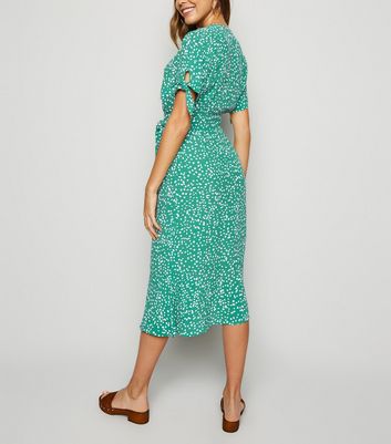 new look green spot dress