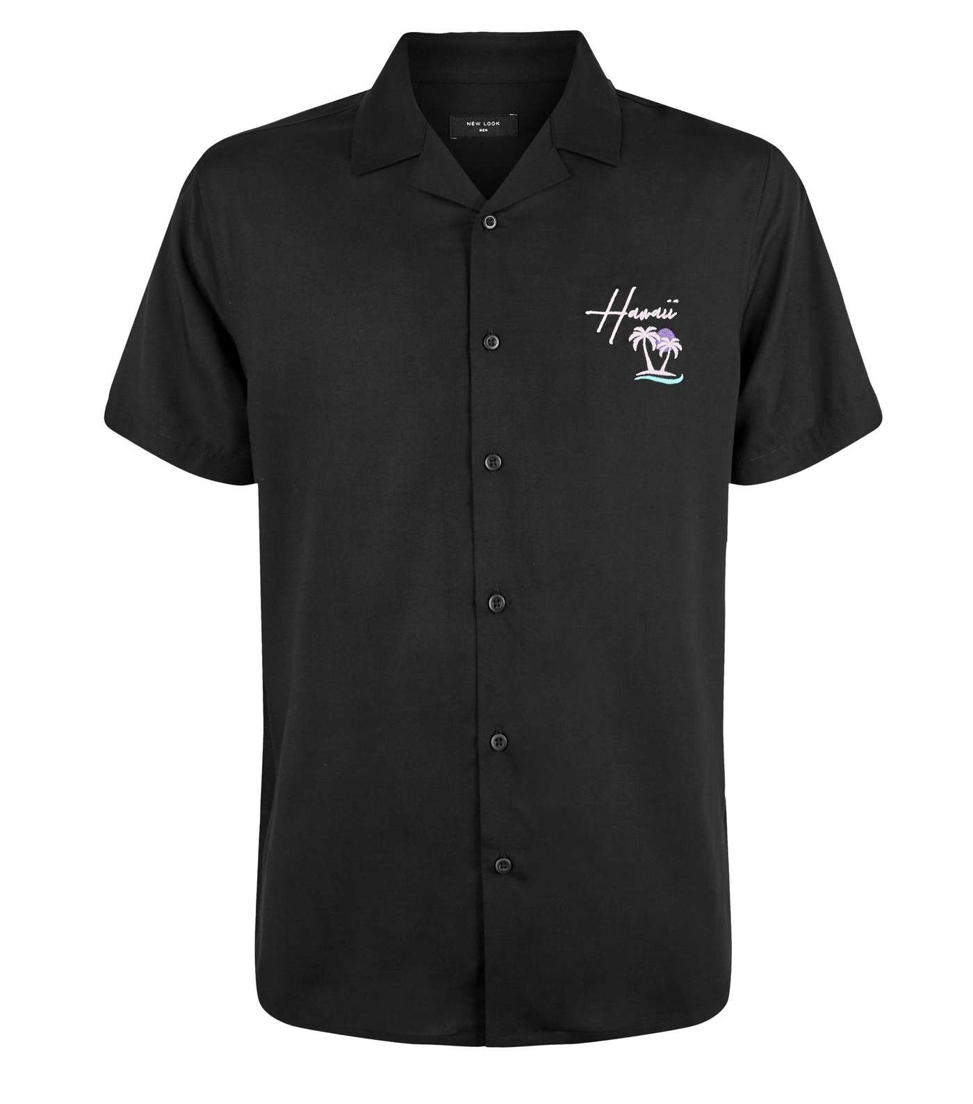 Black Hawaii Embroidered Slogan Shirt Image 4