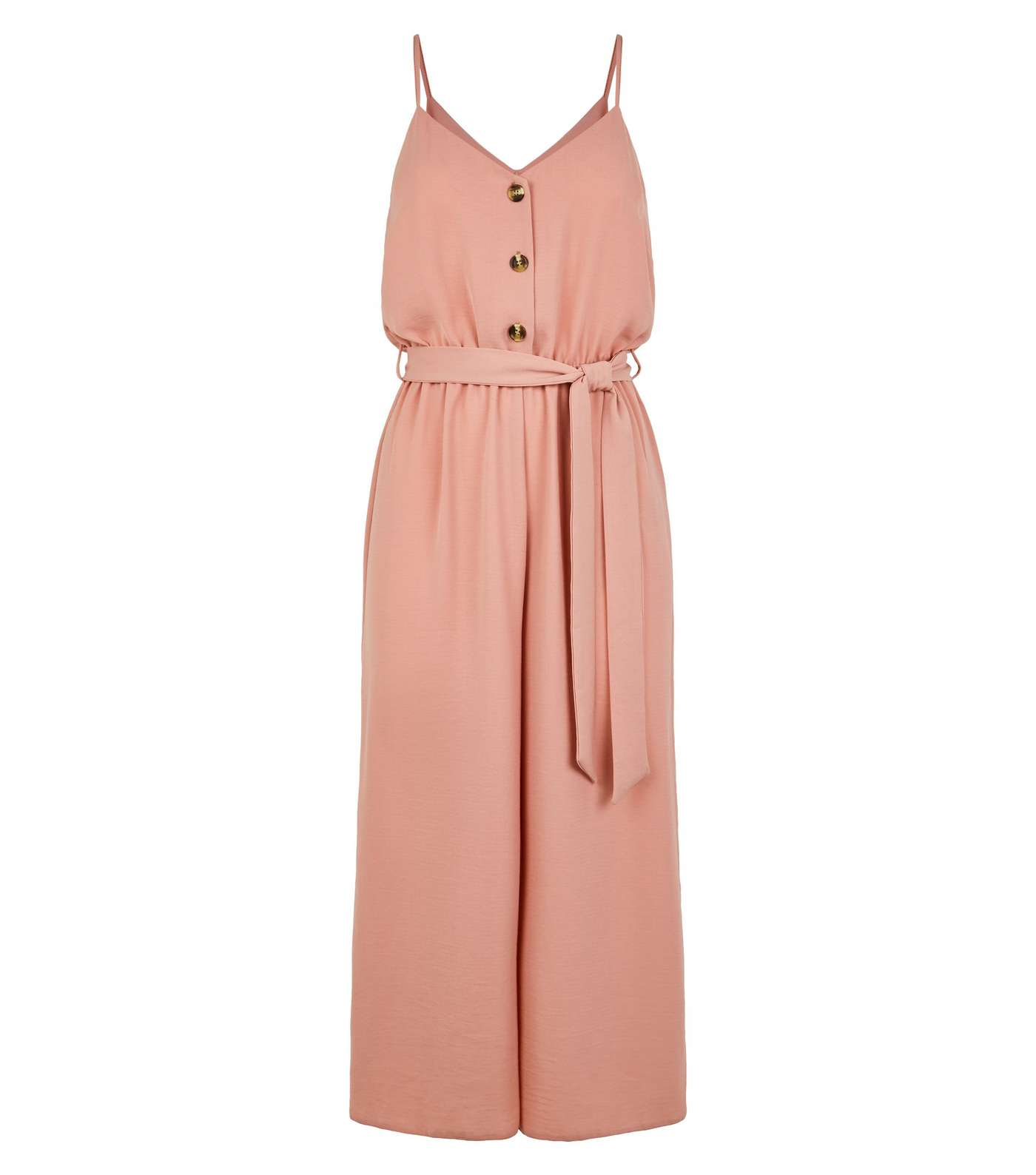 Pink Herringbone Button Front Strappy Jumpsuit Image 4