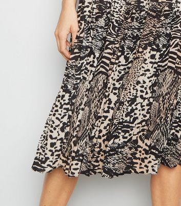 new look leopard print pleated dress