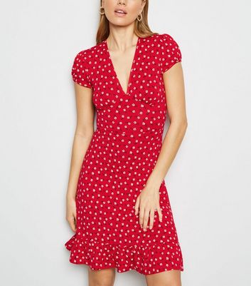 red floral ditsy dress