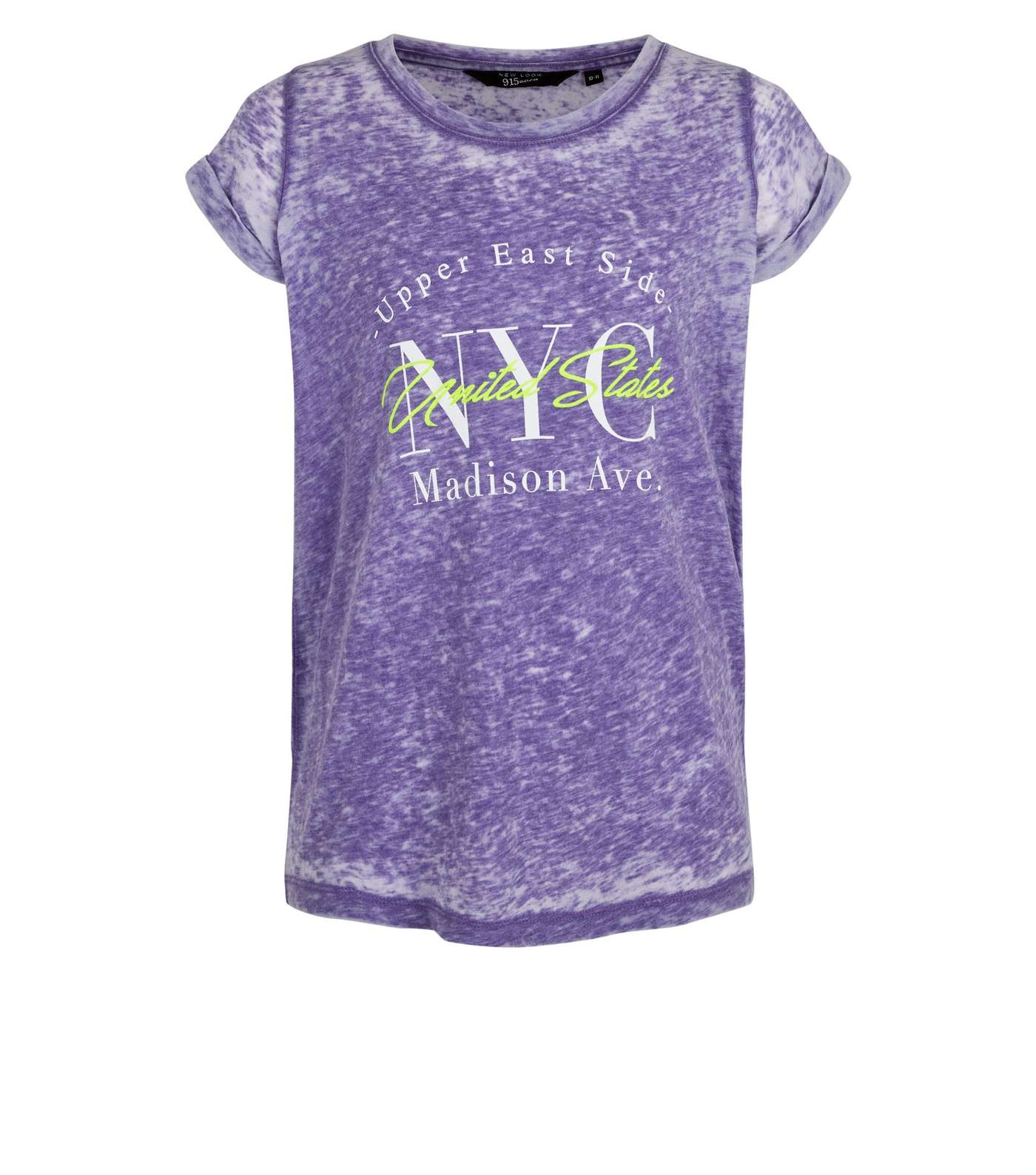 Girls Purple Burnout NYC Slogan T-Shirt  Image 4