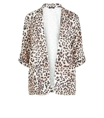 New Look Curves Womens Leopard Scuba Suit Jacket 