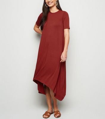 Rust Hanky Hem T Shirt Dress New Look