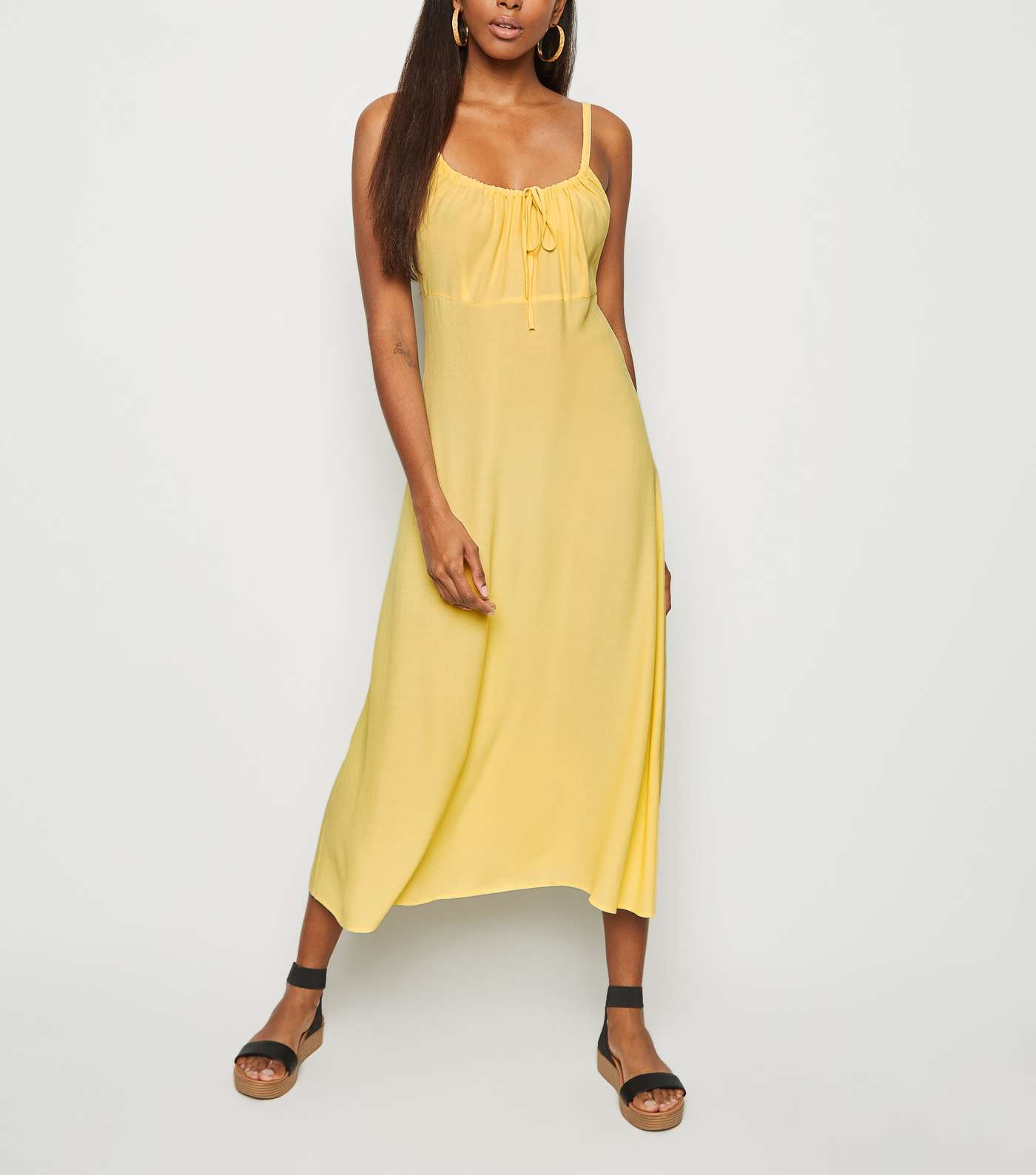 Pale Yellow Strappy Midi Dress
