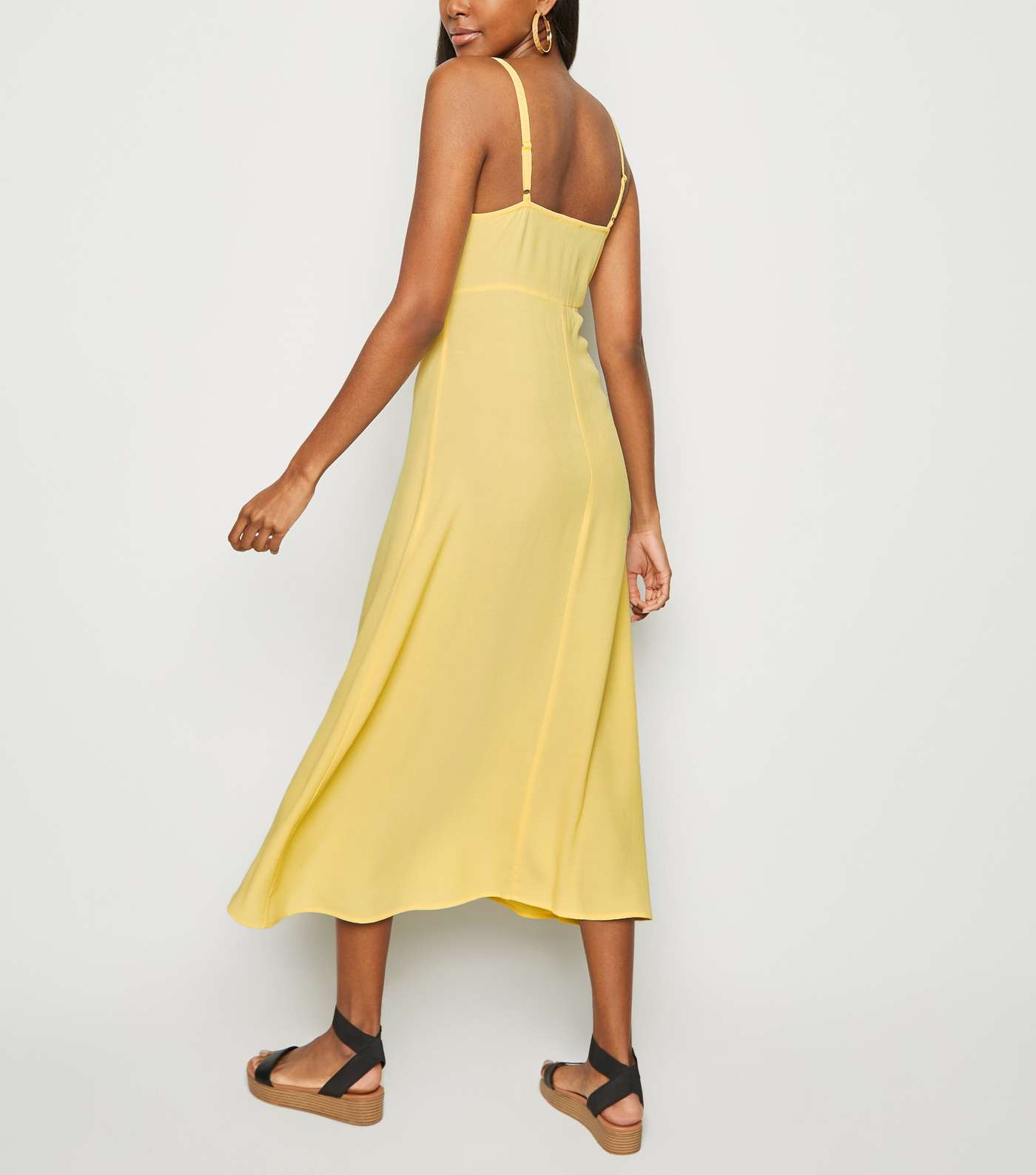 Pale Yellow Strappy Midi Dress Image 3