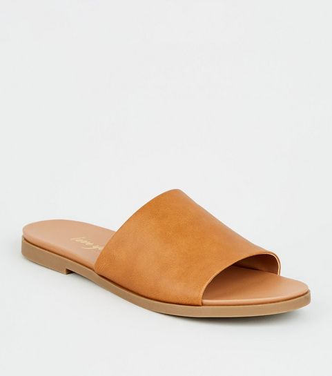 new look tan sliders