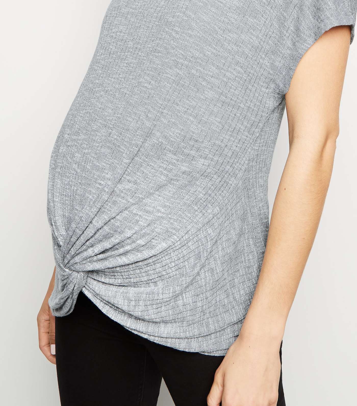 Maternity Grey Fine Knit Twist Front Top Image 4