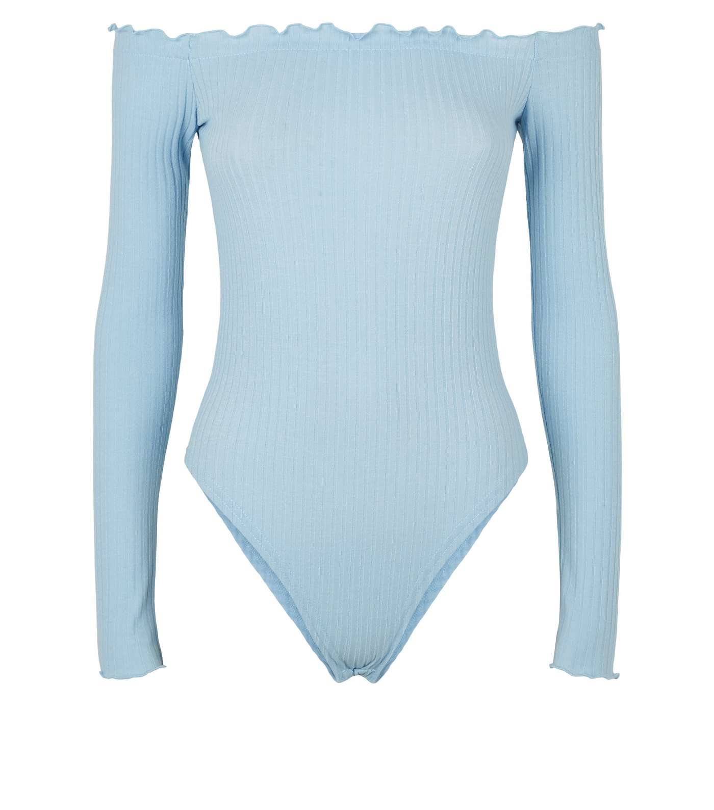 Pale Blue Frill Trim Bardot Bodysuit  Image 4