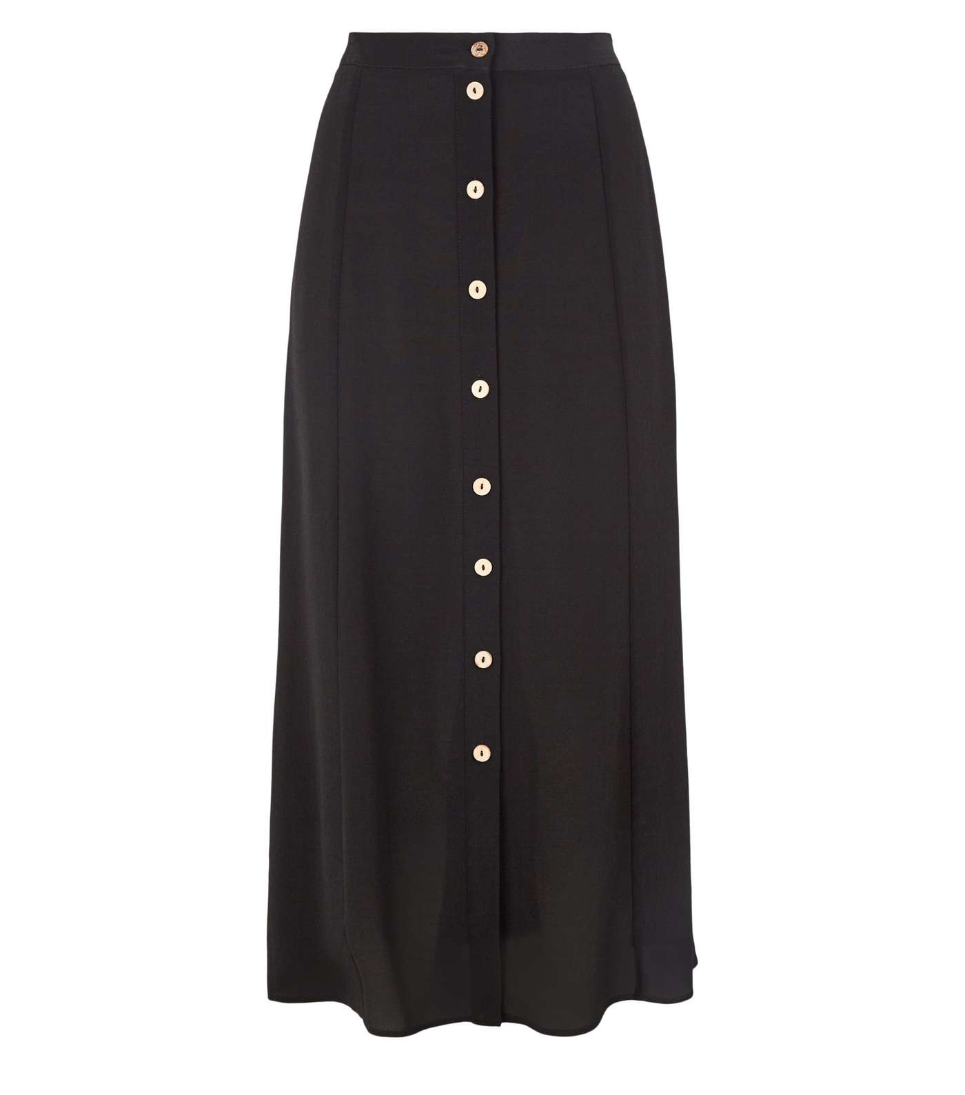 Black Button Front Midaxi Skirt Image 4