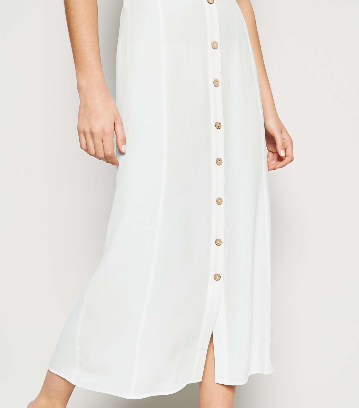 White Button Front Midaxi Skirt Image 5