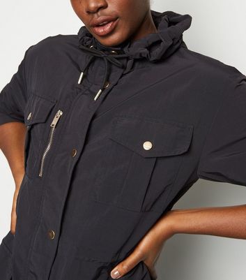 black hooded utility jacket