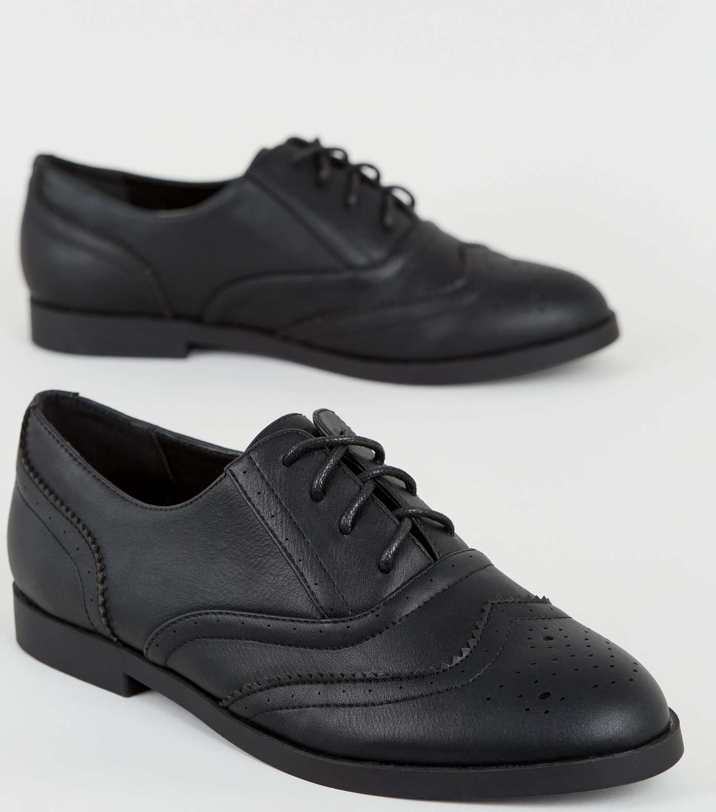 Black Leather-Look Lace Up Brogues Image 3