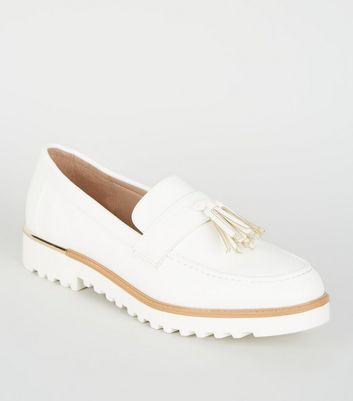 chunky white loafers