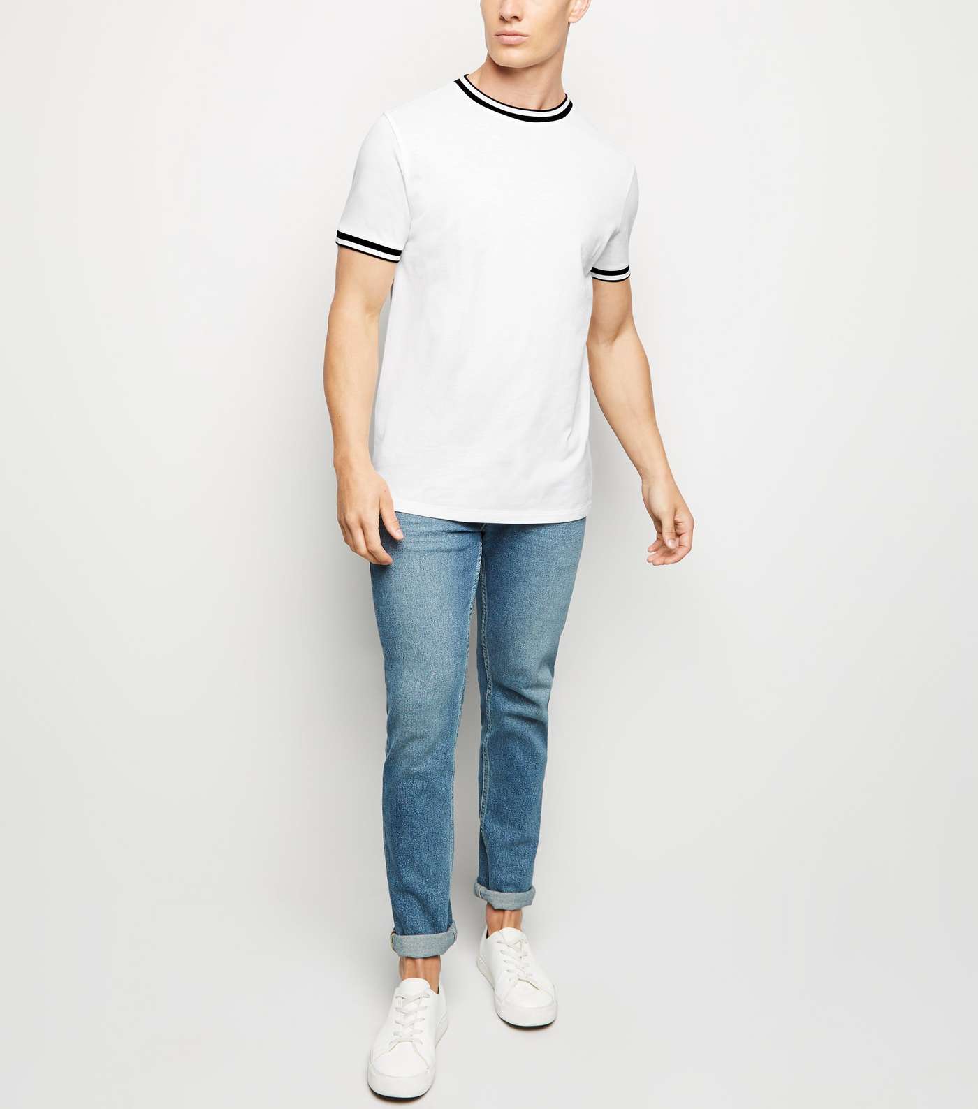 White Tipped Pique T-Shirt Image 2