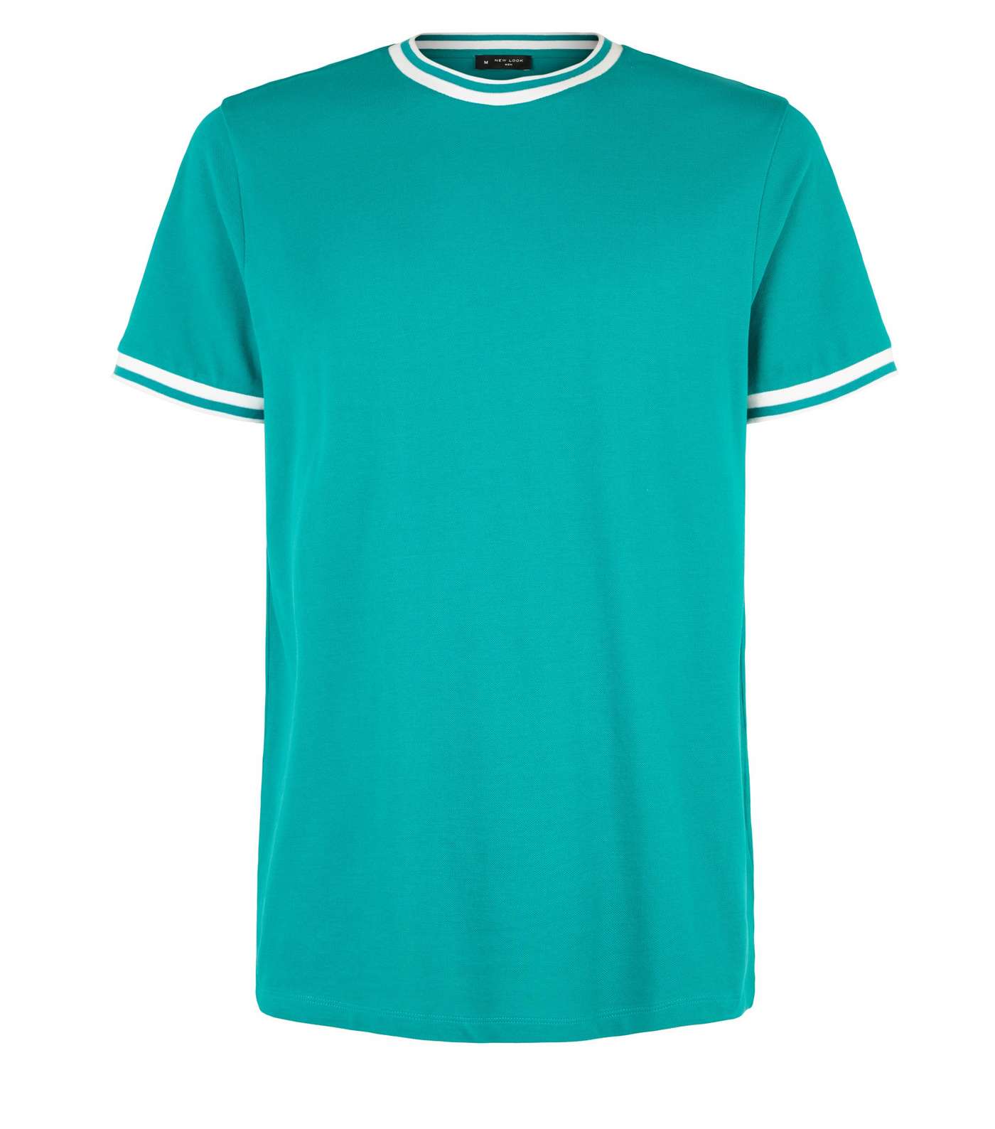 Teal Tipped Pique T-Shirt Image 4