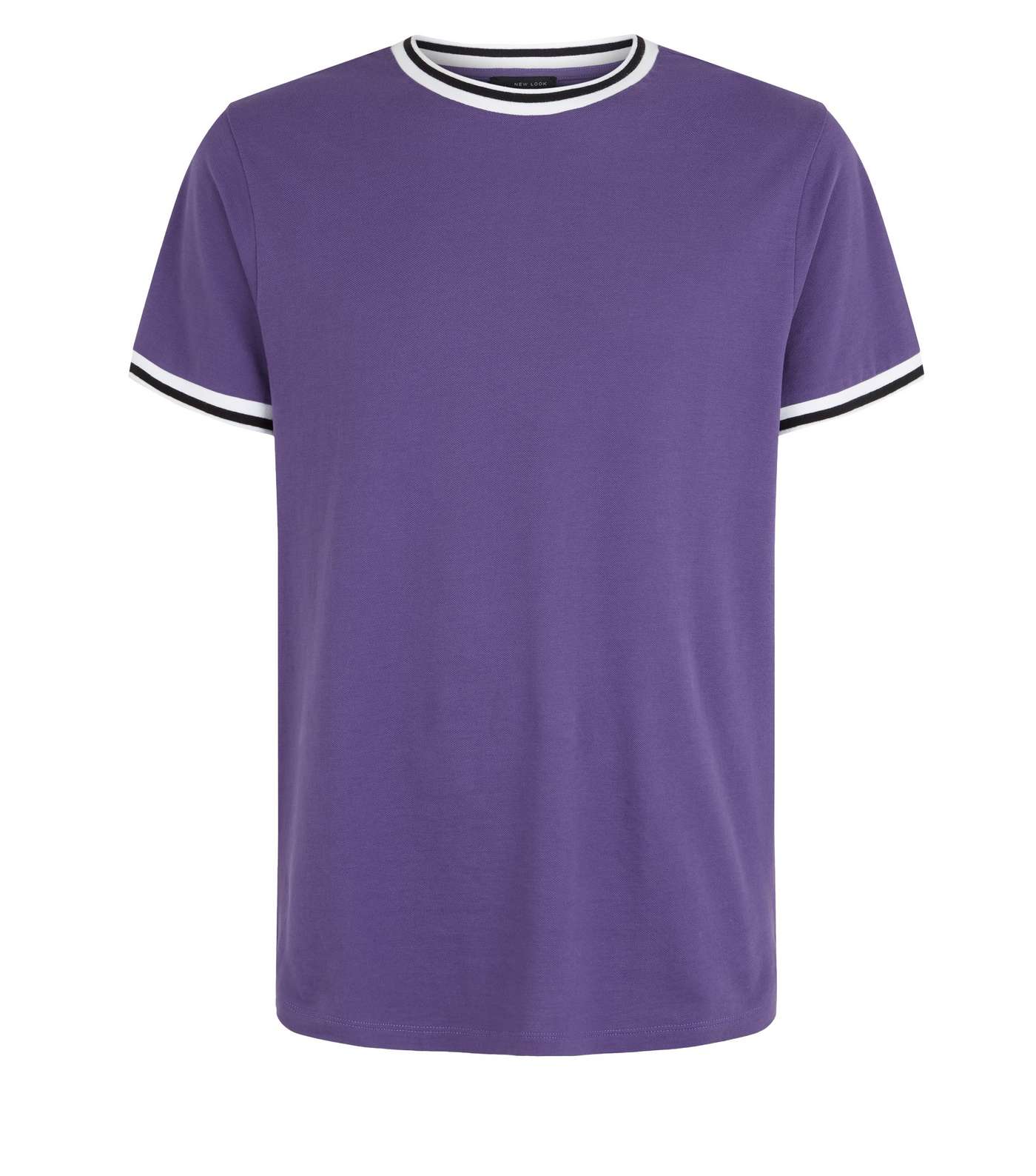 Purple Tipped Pique T-Shirt Image 4