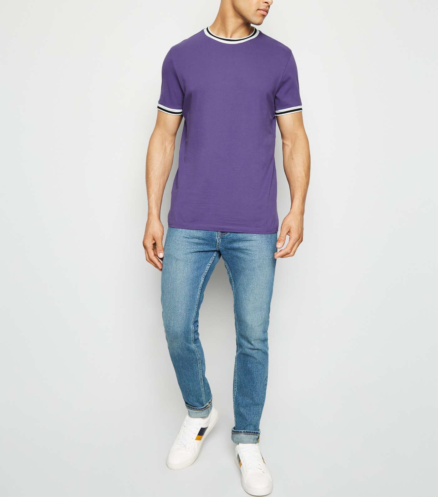 Purple Tipped Pique T-Shirt Image 2