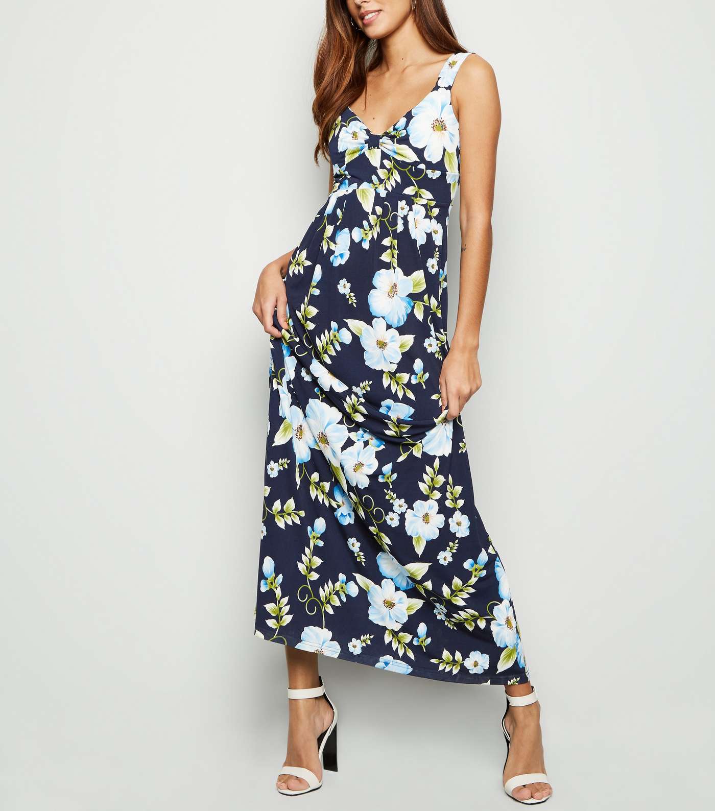 Mela Blue Tropical Floral Maxi Dress