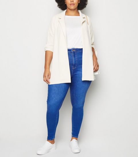 Curves Bright Blue High Waist Skinny Jeans